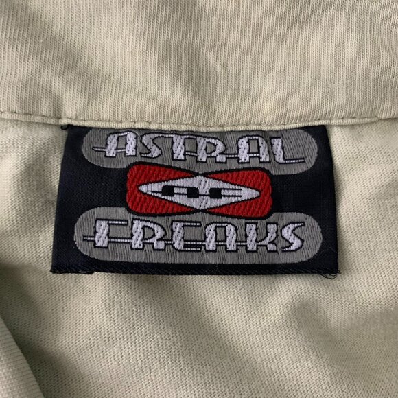 Vintage 90s Astral Freaks Short Sleeve Shirt L Green Hook Loop Pocket RARE - Picture 8 of 8